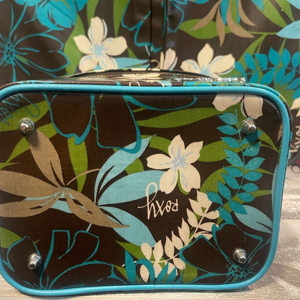 Floral Vintage ROXY 4 Piece Luggage Set in Teal & Brown gently used - Picture 2 of 16